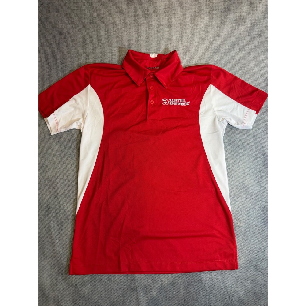 Sport-Tek Barstool Sportsbook Mens Small Red White Colorblock Polo Shirt S